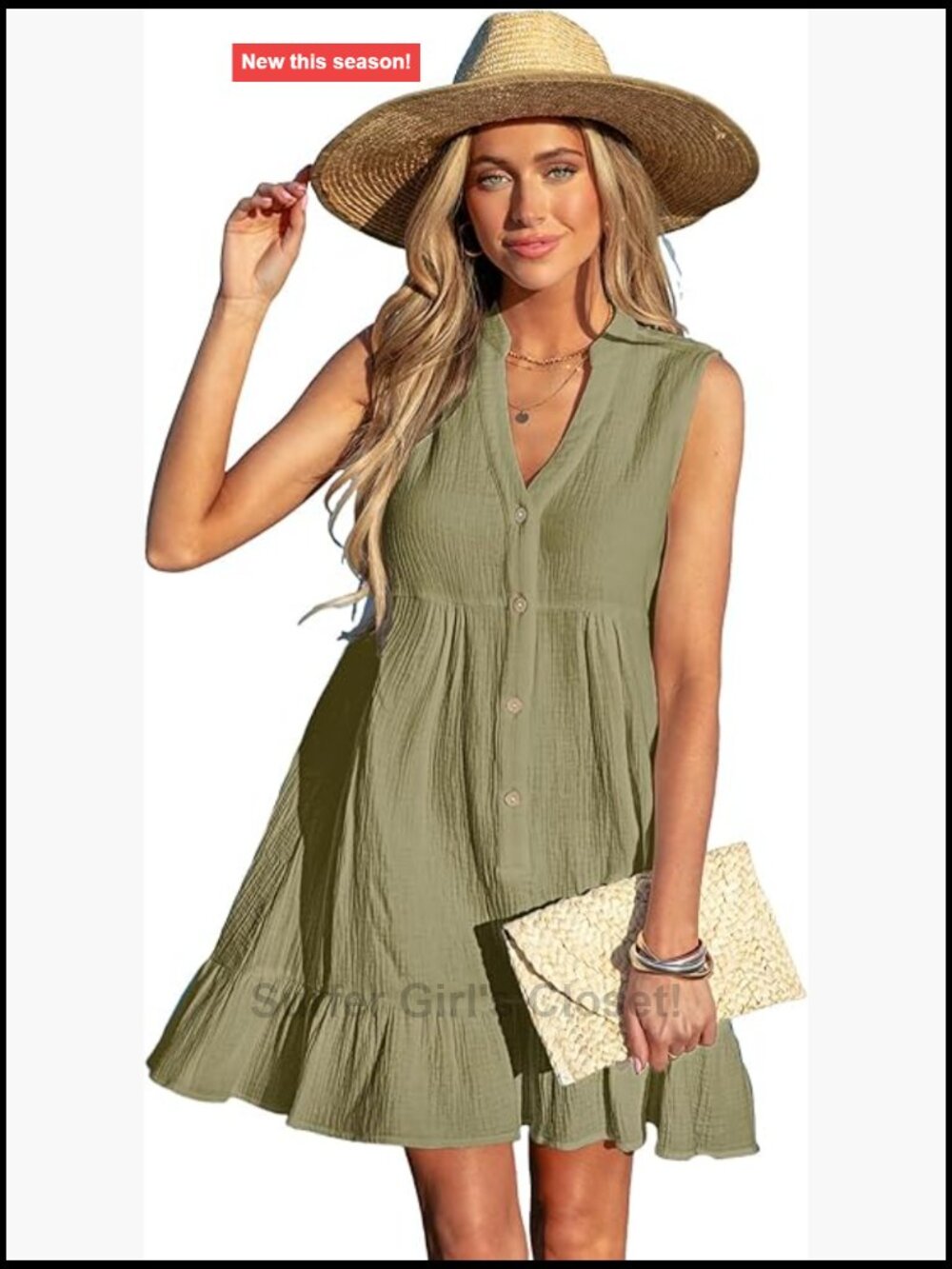 Women's Cotton Ruffle Hem Cover Up Dress